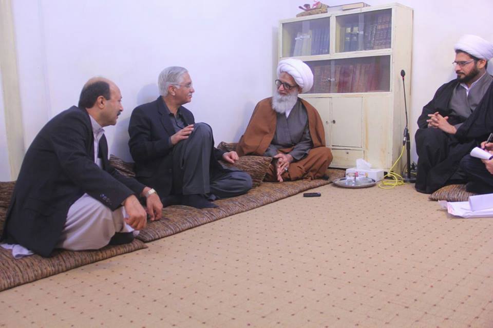 المرجع النجفي يلتقي رئيس مجلس الشيوخ الباكستاني يؤكد على ضرورة وحدة الصف لمواجهة التكفيريين