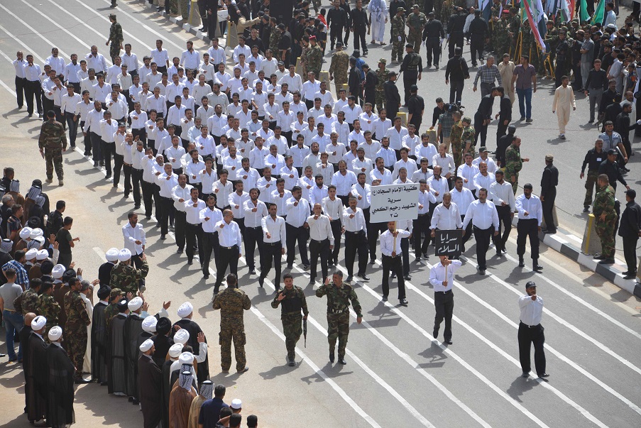 بالصور :استعراض التيار الصدري في مدينة النجف الاشرف للوقوف بوجه الارهاب ودفاعا عن ارض الوطن والمقدسات