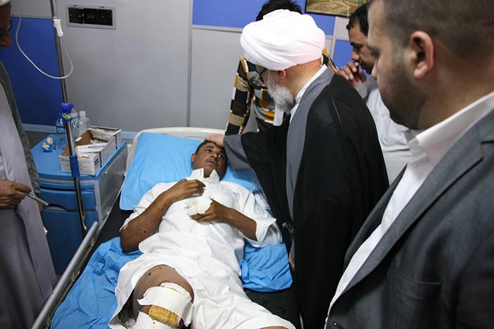 ممثل المرجع السيستاني يتفقد جرحى الحشد الشعبي والقوات الامنية في مستشفيات كربلاء المقدسة