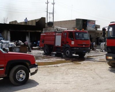 إنقاذ 40 زائر إيراني من حريق كبير اندلع في احد فنادق النجف