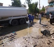 اليات سقي الحدائق في محافظة كربلاء تنقذ بعض المناطق من الغرق ومسؤولو كربلاء يعملون ميدانيا لساعات متاخرة