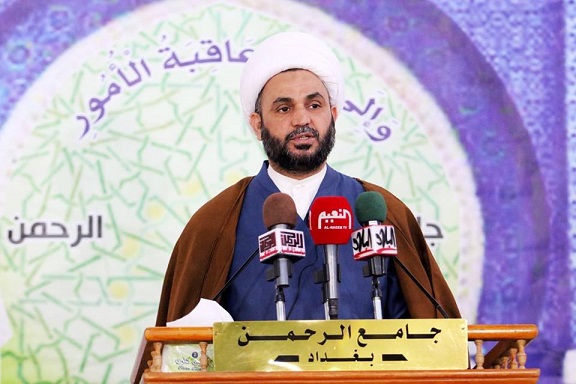 خطيب جمعة بغداد يحذر الحكومة من تهاونها مع مثيري الفتن و يدعو هيئة الحشد الشعبي لمنع استخدام السلاح والعجلات داخل المدن