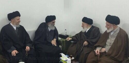 المرجع الحكيم يزور المرجع الاعلى السيد علي السيستاني (مصور)