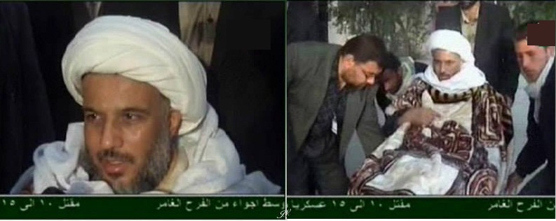 صورة ارشيفية لممثل المرجع السيستاني الشيخ عبد المهدي الكربلائي وهو يدلي بصوته محمولا على نقالة باول انتخابات