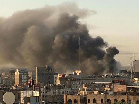 حريق كبير في سوق الدهان الشعبي في محافظة كربلاء واكثر من ثلاثين سيارة أطفاء تشارك باخماده