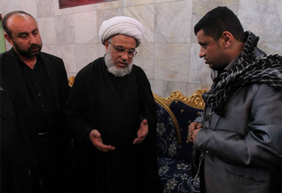 الجشعمي والحلواجي اثناء لقائهم بالشيخ الكربلائي : الشعب العراقي هو أول الشعوب التي وقفت مع الثورة البحرينية