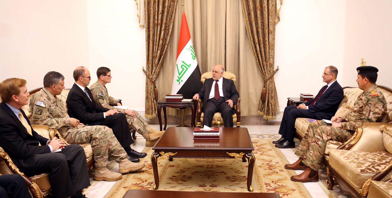 العبادي وقائد عسكري أميركي يبحثان سير معركة أيمن الموصل