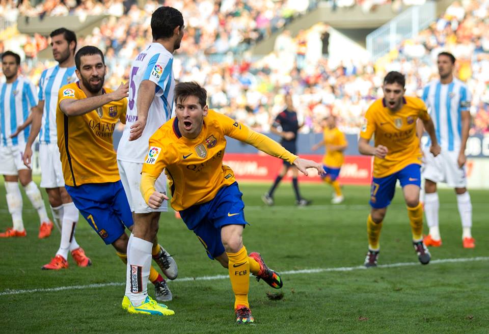 بالصور: ميسي يقود برشلونة للصدارة بالفوز على ملقة