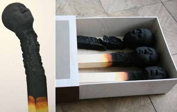 بالصور.. فنان ينحت الوجوه على أعواد الثقاب