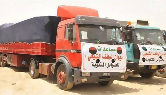 الوقف الشيعي يرسل قافلة مساعدات غذائية لدعم الموطنين الذين يقاتلون داعش في الانبار