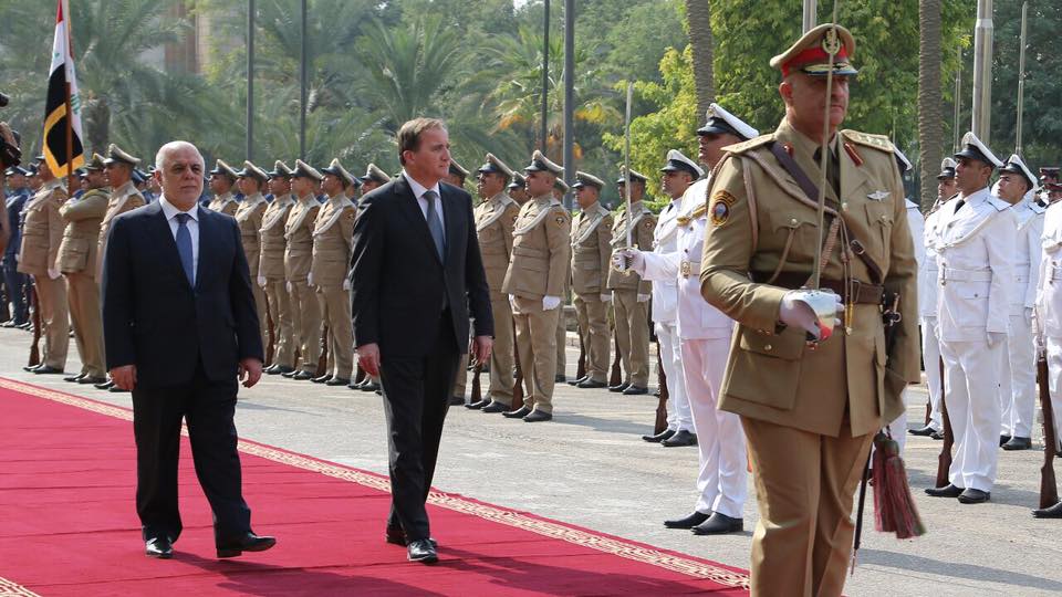بالصور: رئيس الوزراء العراقي يستقبل نظيره السويدي في بغداد