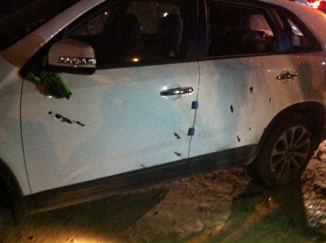 بالصور :انفجار القذيفة الصوتية قرب جامع محمد الجواد بكربلاء كانت موضوعة في كيس