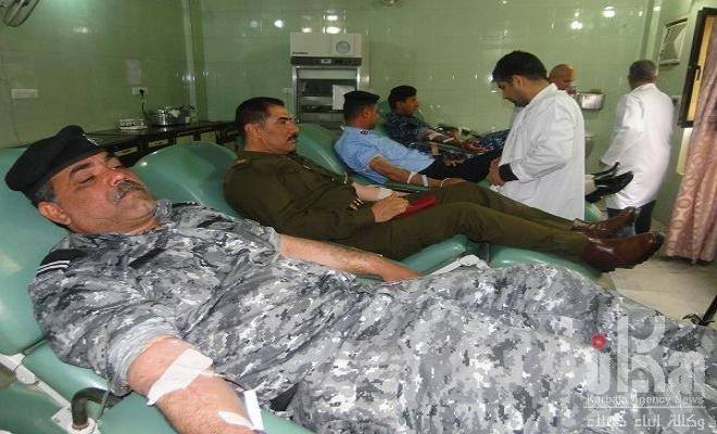 مصرف الدم في كربلاء يشهد تبرع 110 من منتسبي شرطة المحافظة