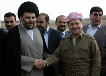 الصدر من اربيل: نفط العراق لكل شعب العراق وعلى الجميع العمل من اجل تقوية الحكومة(مصور)