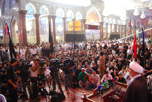 طلبة الانبار وصلاح الدين يشاركون جامعات العراق في موكب لذكرى زينب بنت علي ويتلون في الحرم الحسيني بيانهم الختامي(مصور)