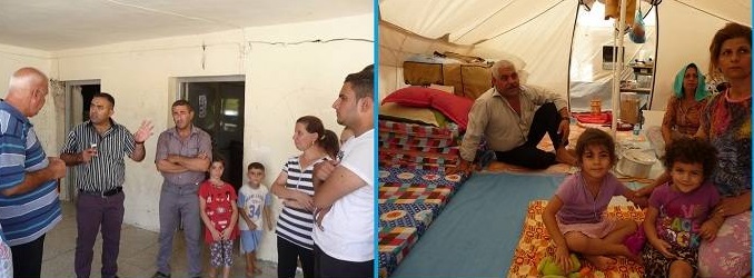 وفد من وزارة حقوق الانسان والجمعية العراقية يتفقدون العوائل النازحة في مدينة عنكاوا