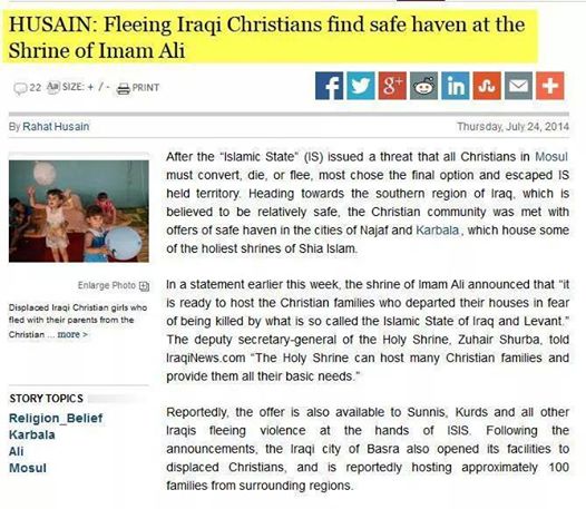 صحيفة واشنطن تايمز :المسيحيون النازحون من الموصل بسبب داعش يجدون الملاذ الامن في مدينة الامام علي (عليه السلام)