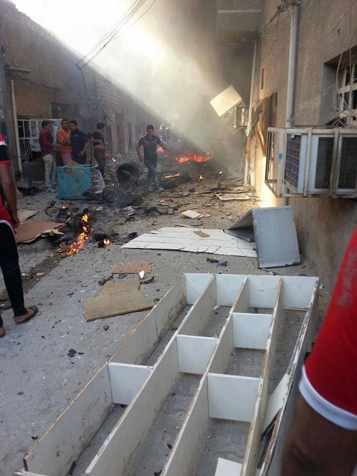 صورة لأنفجار منطقة الحرية الاولى اليوم الأحد.