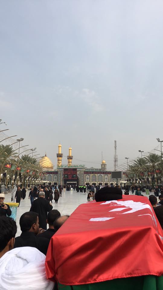 بالفيديو: تشييع مرجع ديني من ايران توفي في كربلاء اثناء زيارته العتبات المقدسة