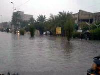 فيضانات للشوارع  في بابل وغرق بعض المنازل