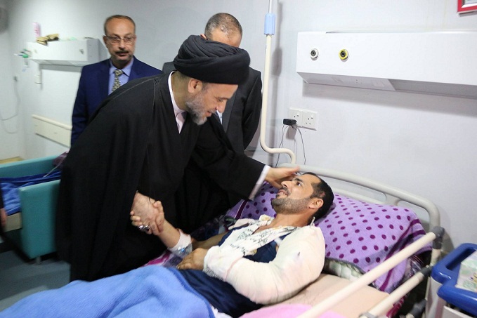 رئيس ديوان الوقف الشيعي يزور جرحى القوات الأمنية والحشد الشعبي الراقدين في مستشفى البصرة التعليمي