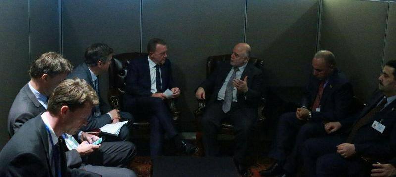 العبادي يبحث مع نظيره الدنماركي سبل محاربة داعش