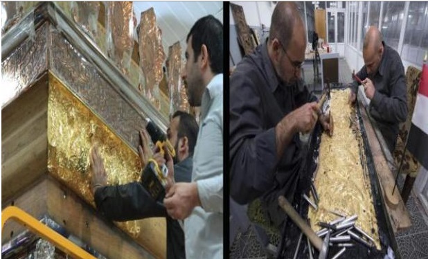 الايادي العراقية تنجز تصنيع (الافريز) الزخرفيّ لشبّاك أبي الفضل العباس(عليه السلام)