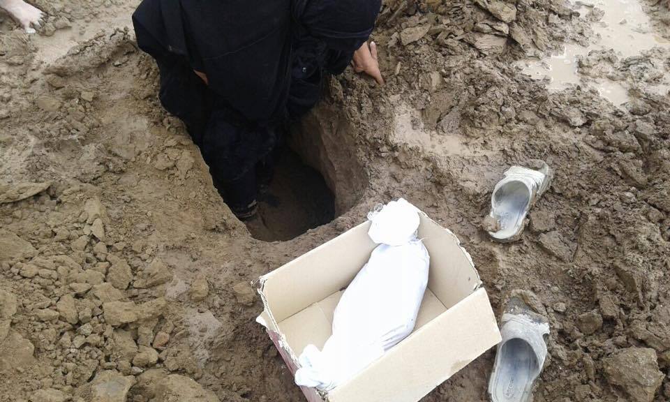 بالصورة :عليا الانصاري مولودة ذو 4 أيام تموت بردا بسبب نزوح عائلتها