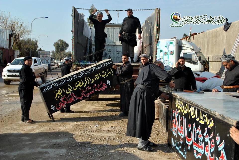 شاهد بالصور :تعزيزات المواكب في سامراء لخدمة الزوار استعدادا لزيارة العسكريين ع