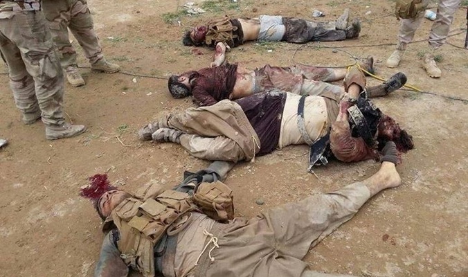 شاهد جثث الدواعش تملأ ناحية العظيم بعد تحريرها