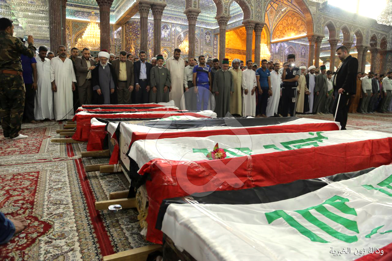 بالفيديو: تشييع مهيب لشهداء عين التمر بمشاركة ممثل المرجع السيستاني