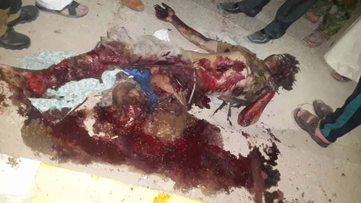 بالصور:جثة احد الارهابيين الذين استهدفوا قضاء عين التمر في كربلاء