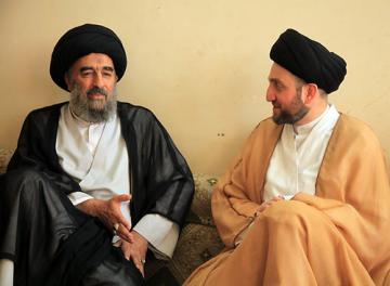 اية الله المدرسي يستقبل السيد عمار الحكيم بمكتبه في مدينة كربلاء المقدسة