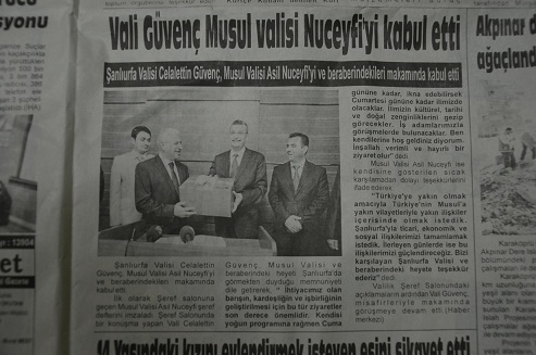 بالصور :الصحف التركية تهتم بزيارة محافظ نينوى الى محافظة شانيل اورفة