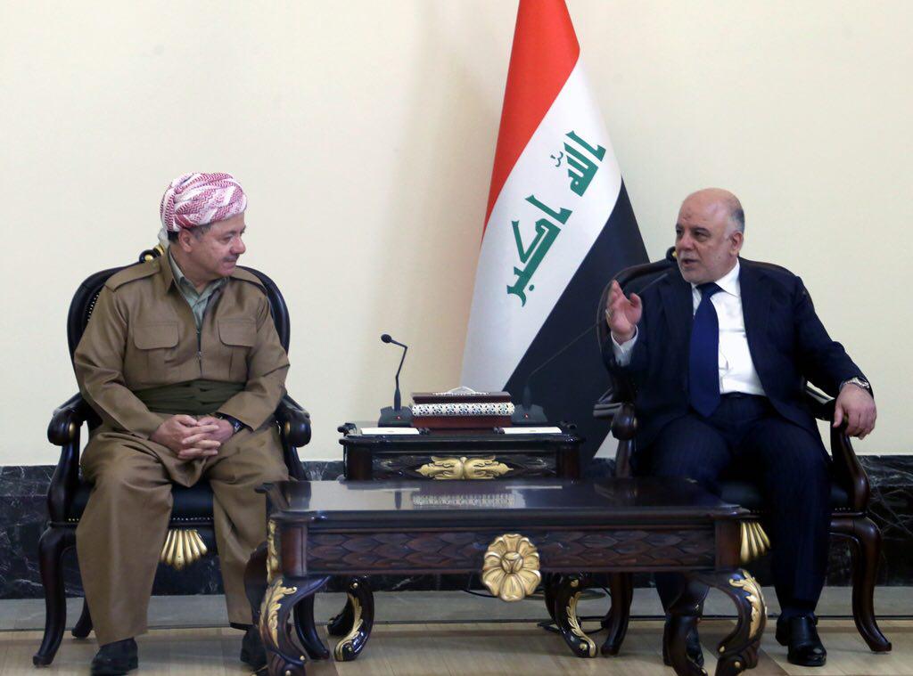 مكتب العبادي: وفد البارزاني بحث معركة تحرير الموصل وملف النازحين