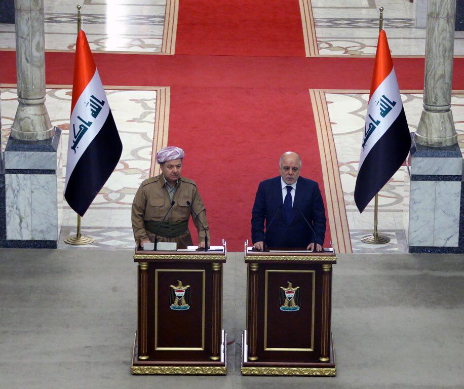 البارزاني: زيارتنا لبغداد تأتي للتعبير عن دعمنا القوي للعبادي