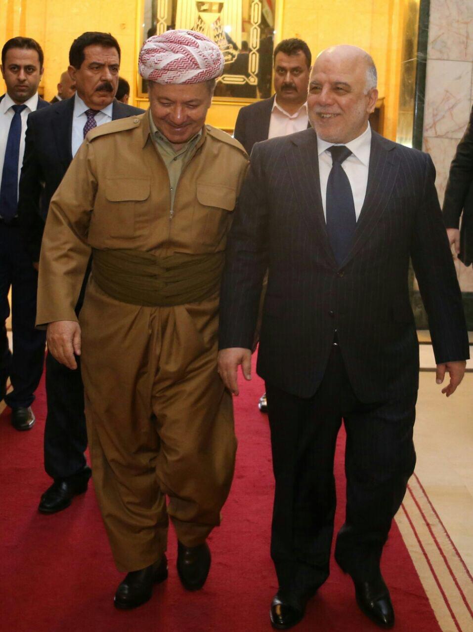 البارزاني يعلن الاتفاق مع العبادي على حل جميع المشكلات