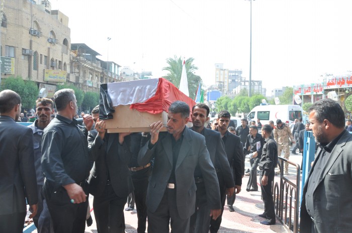 كيف استشهد ابن ذي قار المقاتل مع افواج العتبة الحسينية في جرف النصر وكيف كان تشييعه بكربلاء (مصور)