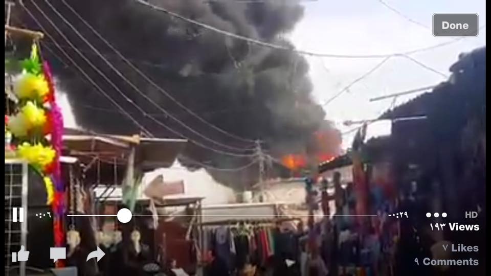 بالصور حريق كبير في سوق كرمة علي شمال البصرة