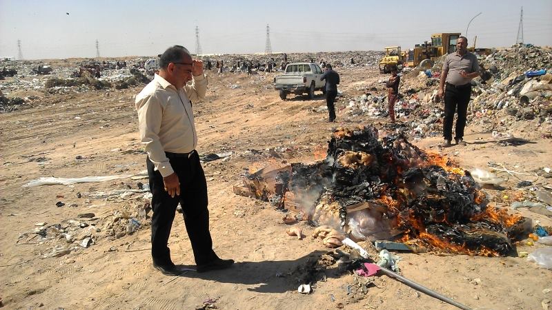 إغلاق 81 محل لمخالفتها الشروط الصحية وإتلاف 3850 كغم من المواد الغذائية و 885 لتر غير الصالحة للاستهلاك البشري في كربلاء