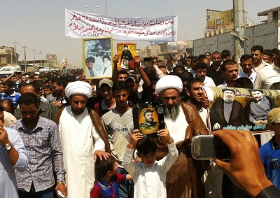 تظاهرة في البصرة احتجاجا على قرار العدوان العسكري الامريكي على سوريا