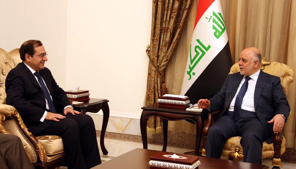 العبادي لوزير البترول المصري: افاق التعاون بين البلدين ستزداد تزامنا مع الانتصارات