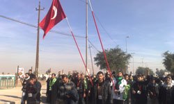 موكب حسيني تركي ينطلق من مدينة النجف نحو كربلاء المقدسة