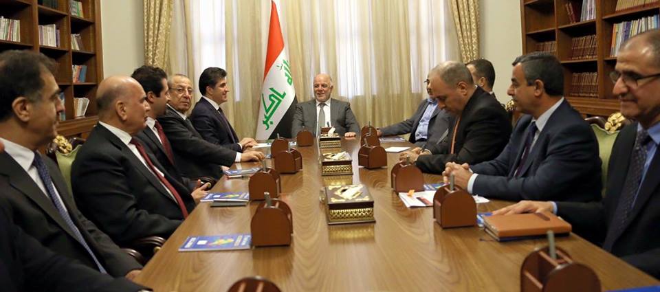 البارزاني يلتقي العبادي ويعلنان التوصل الى اتفاق يتبنى اصلاحاً اقتصادياً