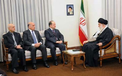 المرشد الايراني خلال استقباله مسعود برزاني : ايران ستقدم دعمها إلى "العراق الموحد والمستقر"