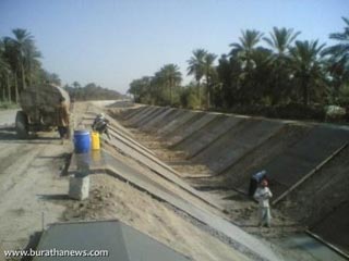 تبطين جدول بني سعد في ناحية الخيرات شرق كربلاء