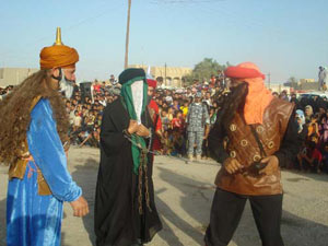 واقعة الطف تجسدت  بعمل فني على ملعب كربلاء