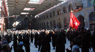 استمرارتوافد المواكب المعزية الى الصحن الحسيني الشريف