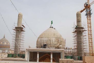 خلال عام من العمل المتواصل انجاز القبة والمنارات العسكرية في سامراء المقدسة