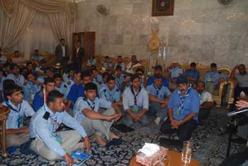 الأمانة العامة للعتبة الحسينية المقدسة تستقبل وفد مخيم (المحبة والسلام) الكشفي للشباب